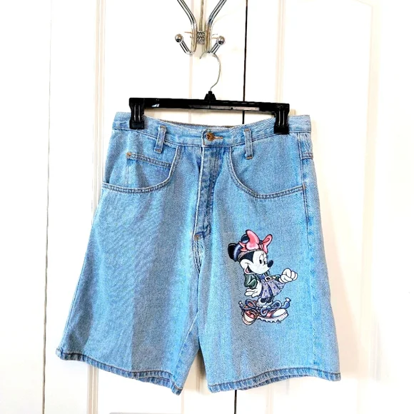 Y2k 90s‎ Jerry Leigh Minnie Mouse Denim "Mom" Shorts size Medium Disney Vintage - Picture 2 of 11
